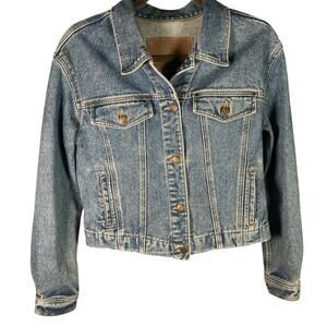 Liz Claiborne‎ Authentics Denim Jacket Womens Small Blue 100% Cotton Vintage Y2K